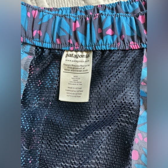 #Patagonia” Women's Floral Athletic Shorts in Teal and Pink - Picture 8 of 10